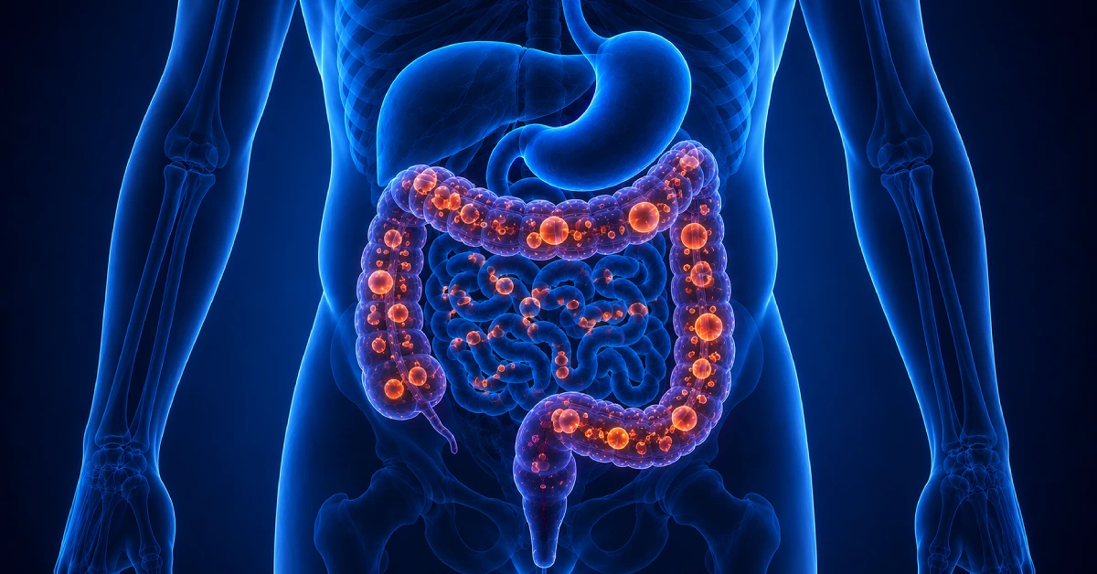 Medical illustration representing Bloating, gas, and abdominal discomfort support icon